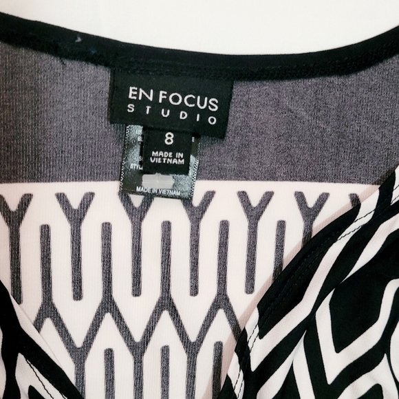 ENFOCUS STUDIO Ladies Lovely Black & White Fit & Flare Geometric Dress - Sz 4 - Picture 3 of 7